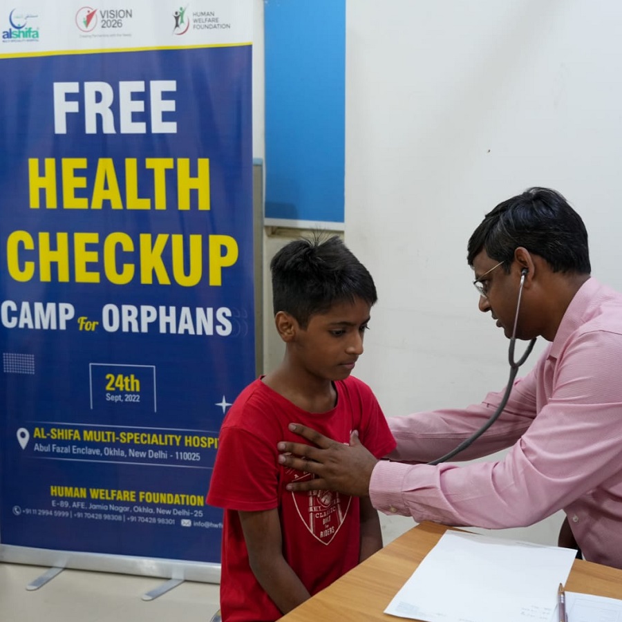 Free Medical Camp organized for HWF sponsored orphan students at Alshifa Hospital in Jamia Nagar, Delhi