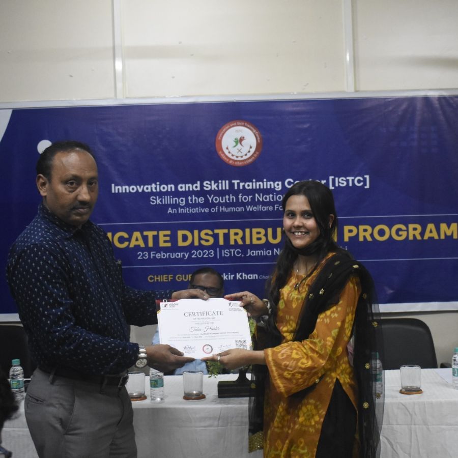 ISTC Certificate Distribution by Mohamed Hussain B, Principal of ITI Narela & Mangolpuri, Delhi
